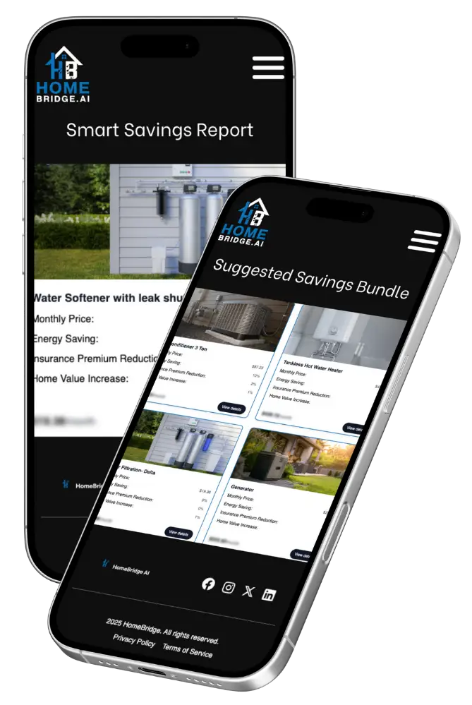 image of two mobile phones displaying the homebridge smart savings plan report