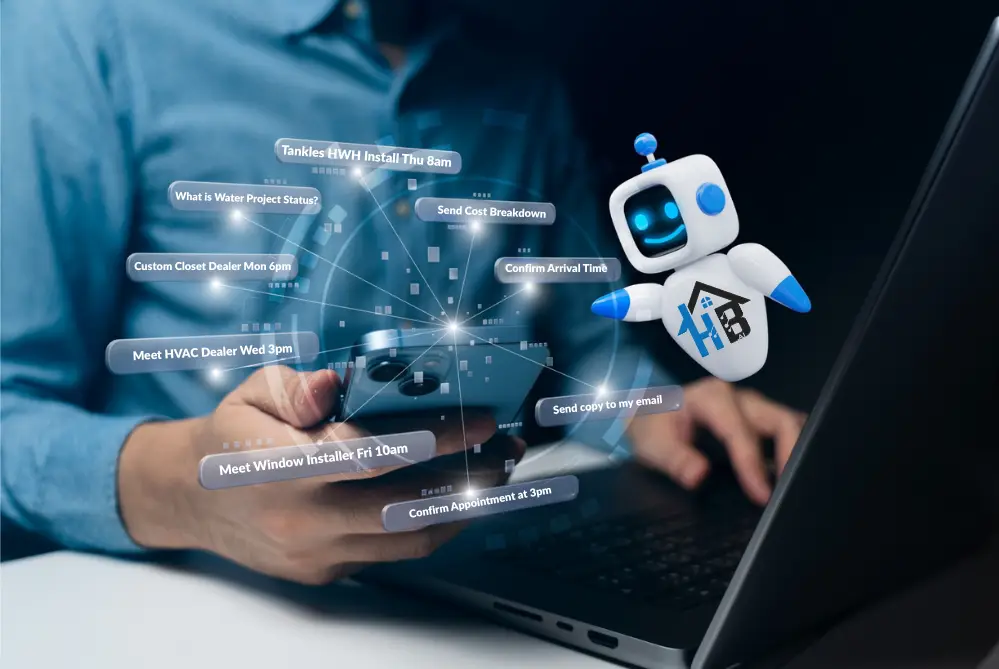 Homebrige Robot showing Meet window installer fri 10am and simlar commands