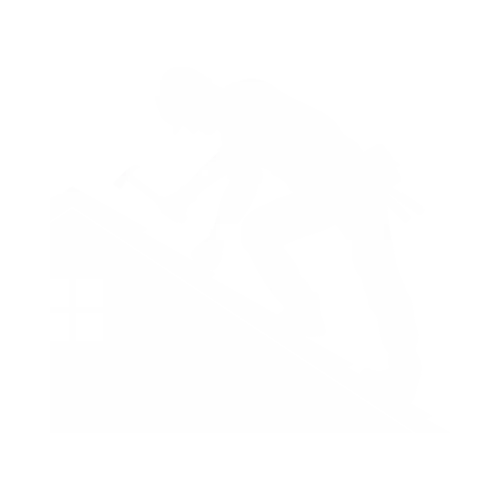 guy on roof repair white icon
