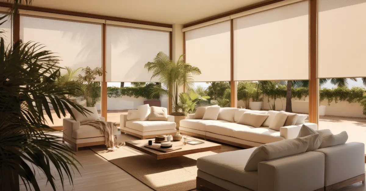 livingroom with automated shades